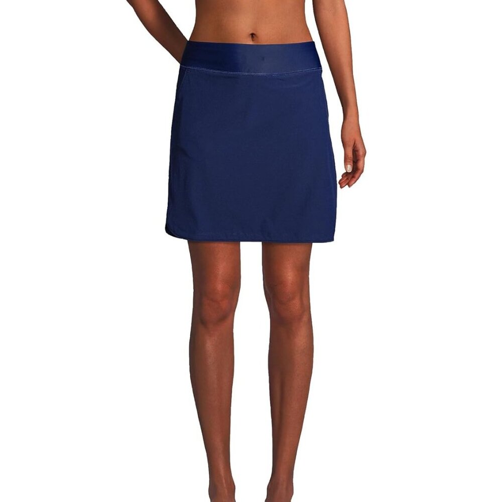 NWT Lands' End Women Comfort Waist Swim Skirt Deep Sea Navy Size 2-24W $65 4C695